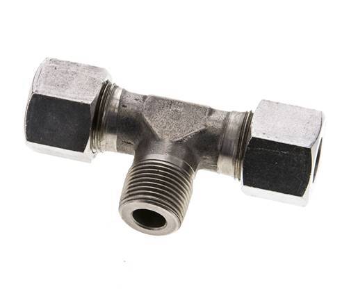 14S & M20x1.5 (con) Stainless Steel T-Shape Tee Cutting Fitting with Male Threads 630 bar ISO 8434-1