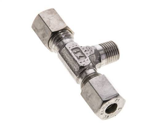 6L & M10x1 (con) RVS T-stuk Knelfitting Buitendraad 315bar ISO 8434-1