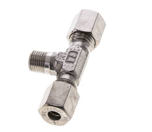 6L & M10x1 (con) RVS T-stuk Knelfitting Buitendraad 315bar ISO 8434-1