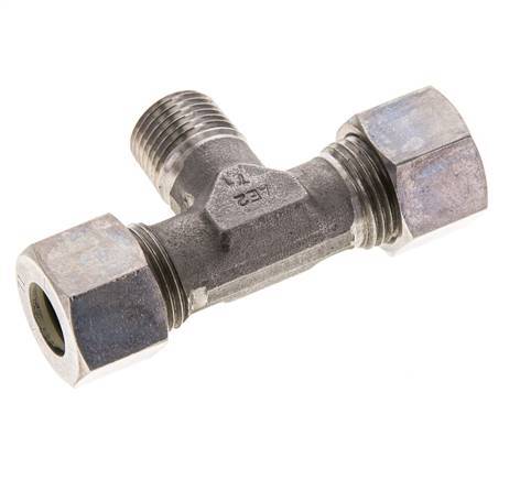 12L & M16x1.5 (con) RVS T-stuk Knelfitting Buitendraad 315bar ISO 8434-1