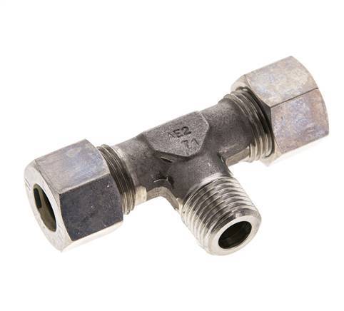 12L & M16x1.5 (con) RVS T-stuk Knelfitting Buitendraad 315bar ISO 8434-1