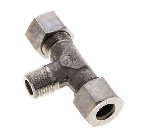 12L & M16x1.5 (con) RVS T-stuk Knelfitting Buitendraad 315bar ISO 8434-1