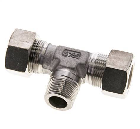 18L & M22x1.5 (con) RVS T-stuk Knelfitting Buitendraad 315bar ISO 8434-1