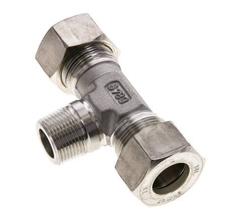 18L & M22x1.5 (con) RVS T-stuk Knelfitting Buitendraad 315bar ISO 8434-1