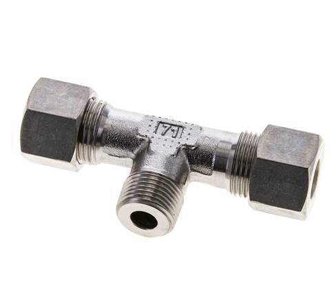 12S & M18x1.5 (con) RVS T-stuk Knelfitting Buitendraad 400bar ISO 8434-1
