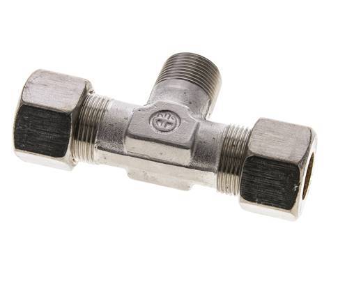 16S & M22x1.5 (con) RVS T-stuk Knelfitting Buitendraad 400bar ISO 8434-1