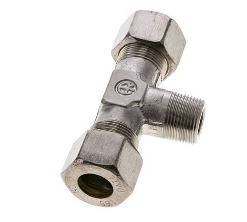 16S & M22x1.5 (con) RVS T-stuk Knelfitting Buitendraad 400bar ISO 8434-1