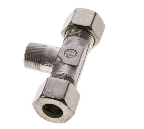 16S & M22x1.5 (con) RVS T-stuk Knelfitting Buitendraad 400bar ISO 8434-1