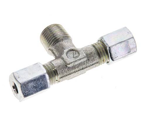 4LL & R1/8'' Verzinkt Stalen T-stuk Snijringkoppeling Buitendraad 100bar ISO 8434-1