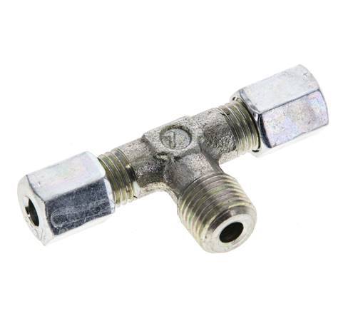 4LL & R1/8'' Verzinkt Stalen T-stuk Snijringkoppeling Buitendraad 100bar ISO 8434-1