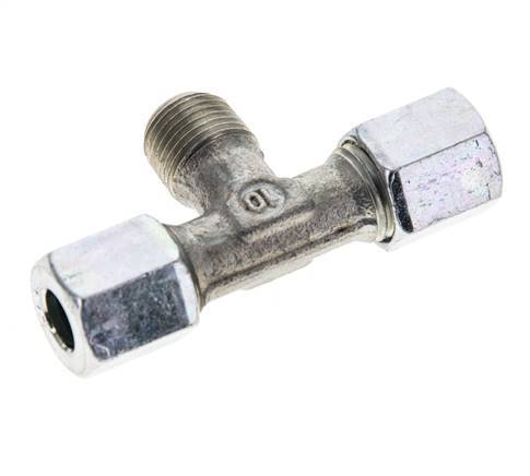 6LL & R1/8'' Verzinkt Stalen T-stuk Snijringkoppeling Buitendraad 100bar ISO 8434-1