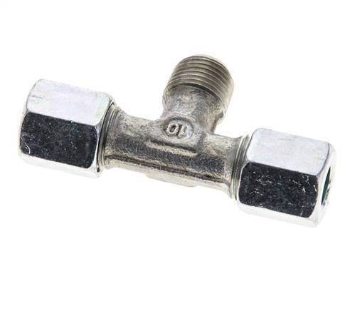 6LL & R1/8'' Verzinkt Stalen T-stuk Snijringkoppeling Buitendraad 100bar ISO 8434-1