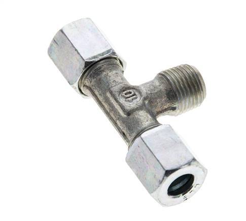 6LL & R1/8'' Verzinkt Stalen T-stuk Snijringkoppeling Buitendraad 100bar ISO 8434-1