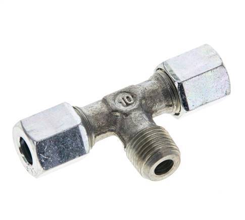 6LL & R1/8'' Verzinkt Stalen T-stuk Snijringkoppeling Buitendraad 100bar ISO 8434-1