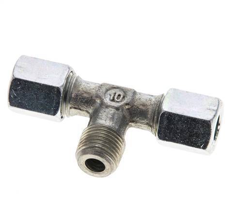 6LL & R1/8'' Verzinkt Stalen T-stuk Snijringkoppeling Buitendraad 100bar ISO 8434-1