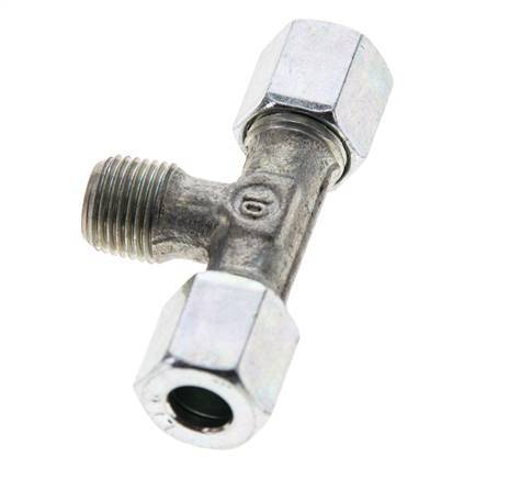 6LL & R1/8'' Verzinkt Stalen T-stuk Snijringkoppeling Buitendraad 100bar ISO 8434-1