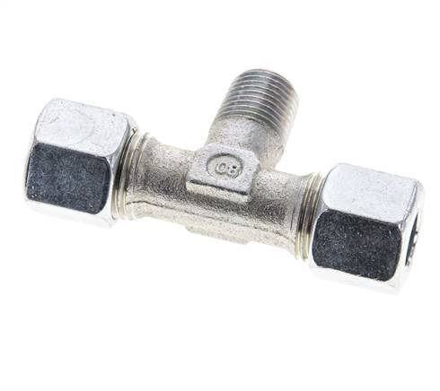 10L & R1/4'' Verzinkt Stalen T-stuk Snijringkoppeling Buitendraad 315bar ISO 8434-1