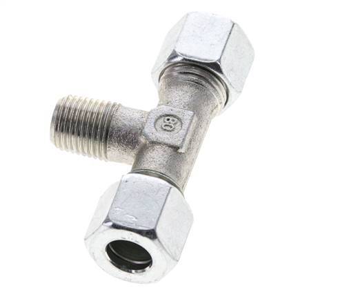 10L & R1/4'' Verzinkt Stalen T-stuk Snijringkoppeling Buitendraad 315bar ISO 8434-1