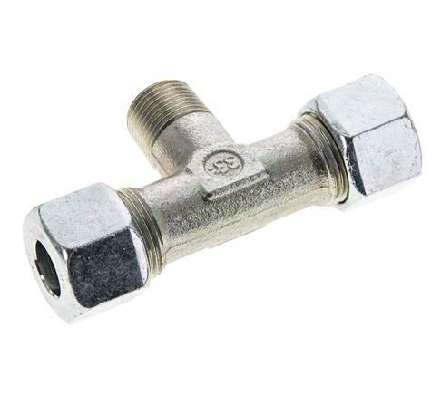 12S & R3/8'' Verzinkt Stalen T-stuk Snijringkoppeling Buitendraad 630bar ISO 8434-1