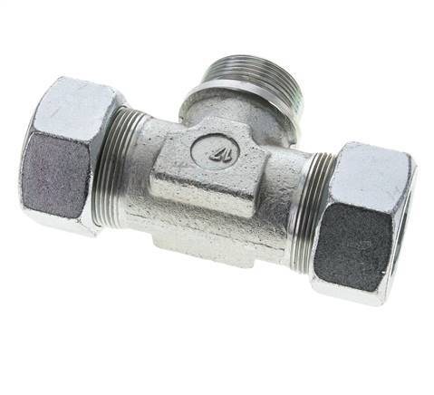 38S & G1-1/2'' Verzinkt Stalen T-stuk Snijringkoppeling Buitendraad 315bar ISO 8434-1