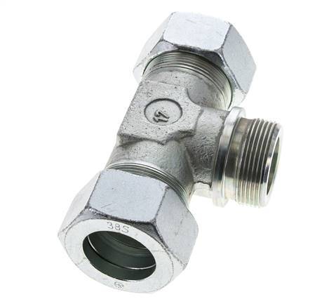38S & G1-1/2'' Verzinkt Stalen T-stuk Snijringkoppeling Buitendraad 315bar ISO 8434-1