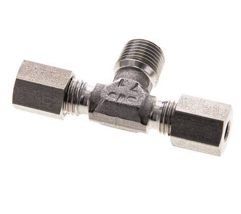 4LL & R1/8'' RVS T-stuk Snijringkoppeling Buitendraad 100bar ISO 8434-1