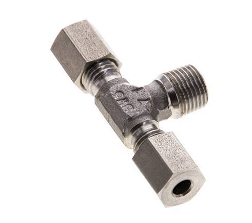 4LL & R1/8'' RVS T-stuk Snijringkoppeling Buitendraad 100bar ISO 8434-1