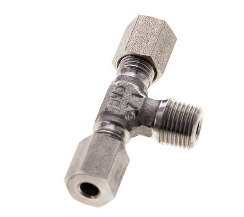 4LL & R1/8'' RVS T-stuk Snijringkoppeling Buitendraad 100bar ISO 8434-1