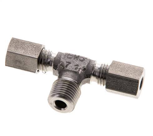 4LL & R1/8'' RVS T-stuk Snijringkoppeling Buitendraad 100bar ISO 8434-1