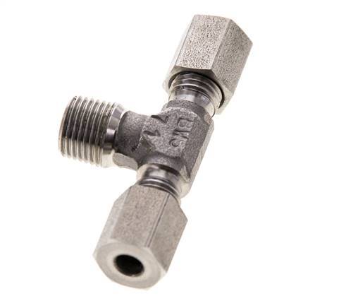 4LL & R1/8'' RVS T-stuk Snijringkoppeling Buitendraad 100bar ISO 8434-1