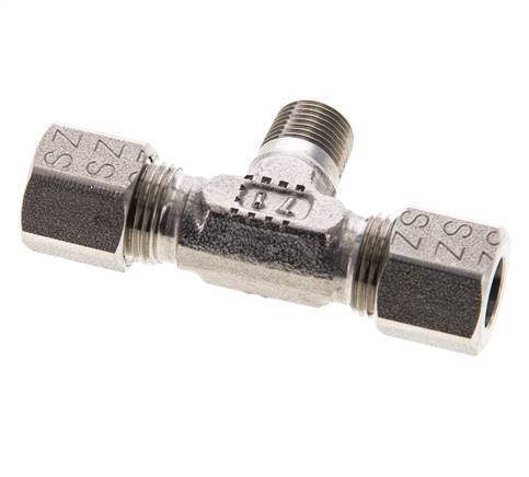 8LL & R1/8'' RVS T-stuk Snijringkoppeling Buitendraad 100bar ISO 8434-1