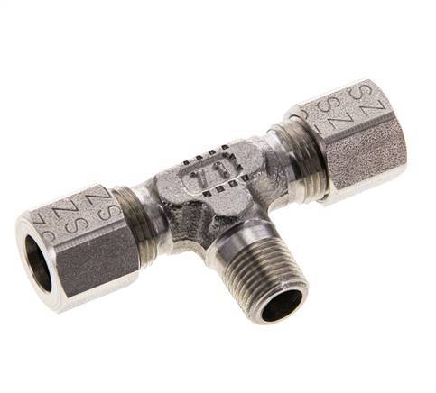 8LL & R1/8'' RVS T-stuk Snijringkoppeling Buitendraad 100bar ISO 8434-1