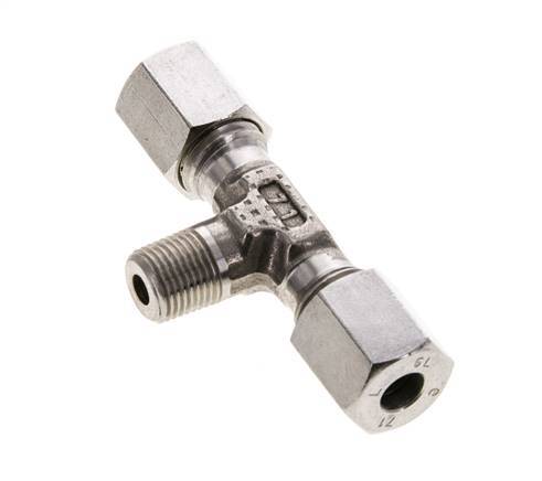 6L & R1/8'' RVS T-stuk Snijringkoppeling Buitendraad 315bar ISO 8434-1