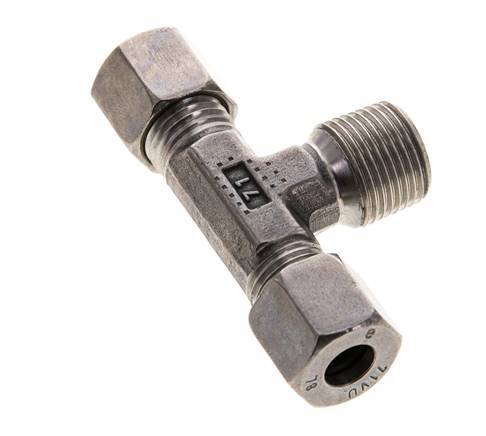 8L & R3/8'' RVS T-stuk Snijringkoppeling Buitendraad 315bar ISO 8434-1