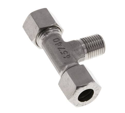 10L & R1/4'' RVS T-stuk Snijringkoppeling Buitendraad 315bar ISO 8434-1