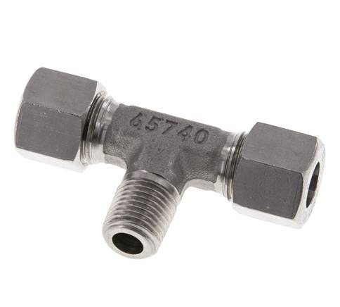 10L & R1/4'' RVS T-stuk Snijringkoppeling Buitendraad 315bar ISO 8434-1