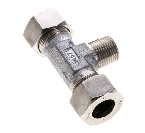 18L & R1/2'' RVS T-stuk Snijringkoppeling Buitendraad 315bar ISO 8434-1