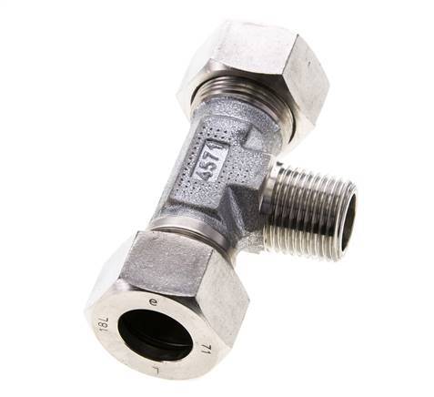 18L & R1/2'' RVS T-stuk Snijringkoppeling Buitendraad 315bar ISO 8434-1