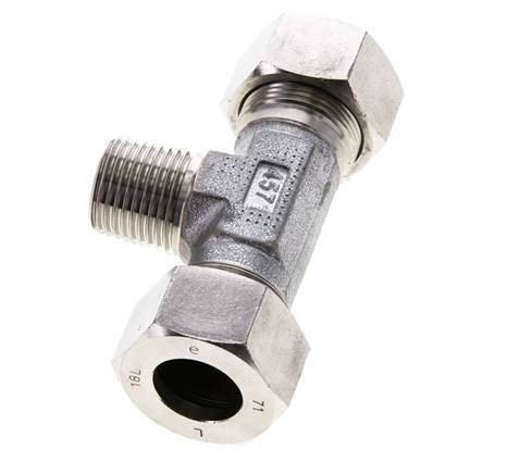 18L & R1/2'' RVS T-stuk Snijringkoppeling Buitendraad 315bar ISO 8434-1