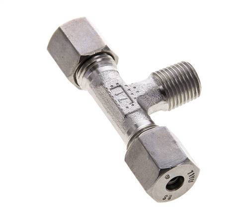 6S & R1/4'' RVS T-stuk Snijringkoppeling Buitendraad 630bar ISO 8434-1