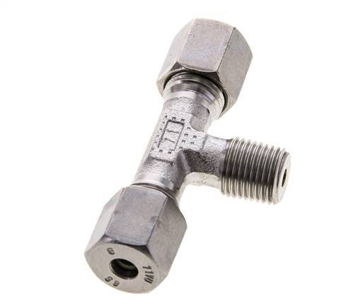 6S & R1/4'' RVS T-stuk Snijringkoppeling Buitendraad 630bar ISO 8434-1