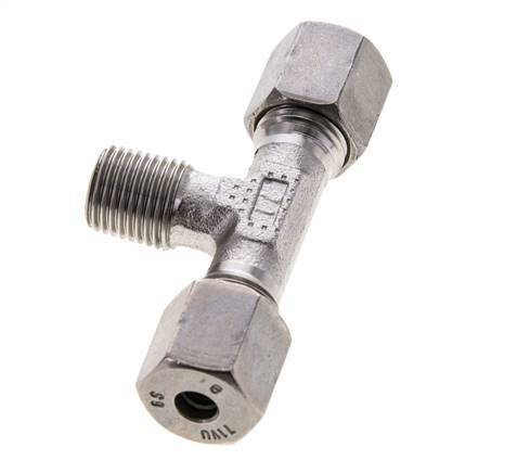 6S & R1/4'' RVS T-stuk Snijringkoppeling Buitendraad 630bar ISO 8434-1