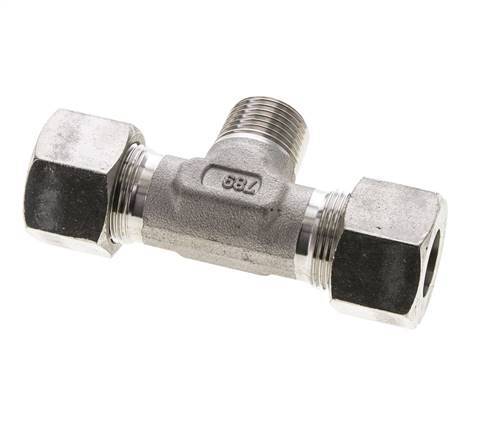 16S & R1/2'' RVS T-stuk Snijringkoppeling Buitendraad 400bar ISO 8434-1