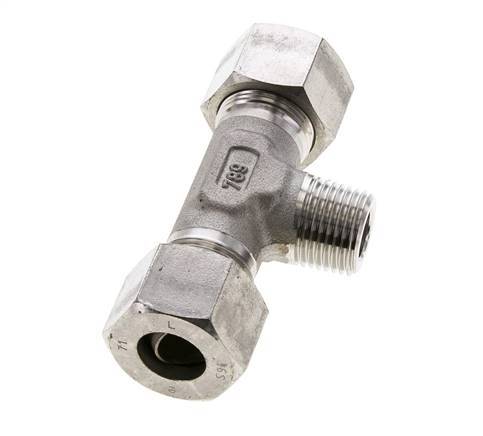 16S & R1/2'' RVS T-stuk Snijringkoppeling Buitendraad 400bar ISO 8434-1