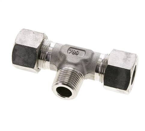 16S & R1/2'' RVS T-stuk Snijringkoppeling Buitendraad 400bar ISO 8434-1