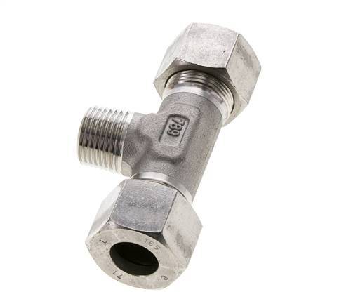 16S & R1/2'' RVS T-stuk Snijringkoppeling Buitendraad 400bar ISO 8434-1