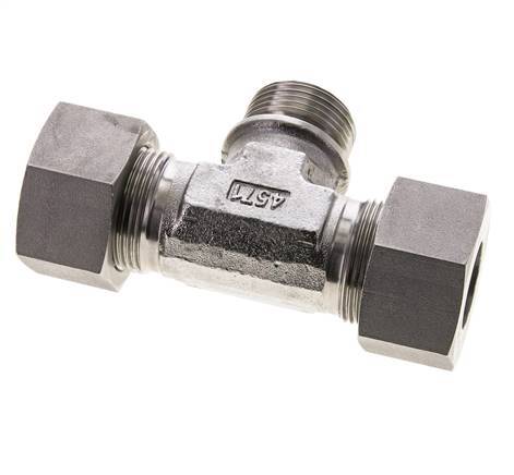 25S & G1'' RVS T-stuk Snijringkoppeling Buitendraad 400bar ISO 8434-1