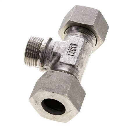 25S & G1'' RVS T-stuk Snijringkoppeling Buitendraad 400bar ISO 8434-1