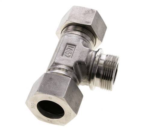 30S & G1-1/4'' RVS T-stuk Snijringkoppeling Buitendraad 400bar ISO 8434-1
