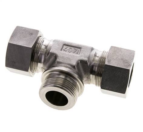 30S & G1-1/4'' RVS T-stuk Snijringkoppeling Buitendraad 400bar ISO 8434-1